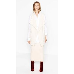 Zara Basic Womens Long Sweater Cardigan Vest Size S